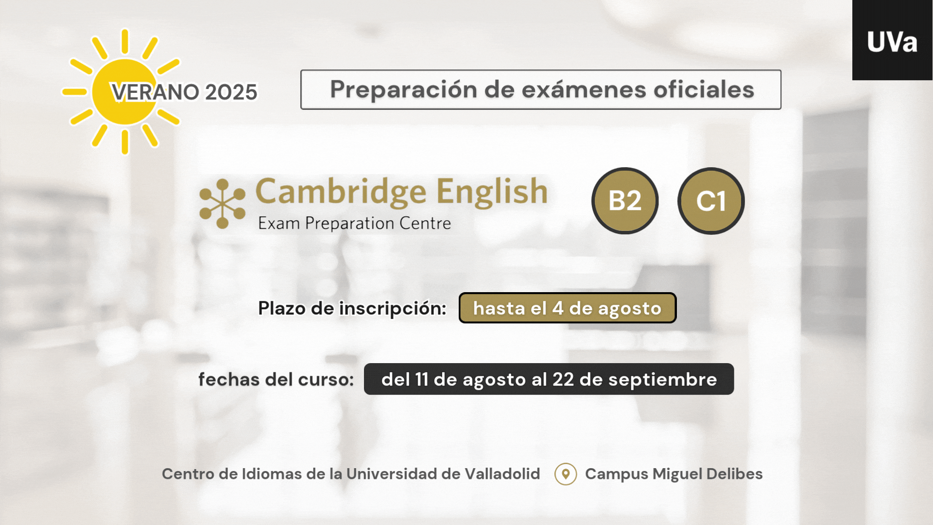 Cursos First y CAE agosto 2025 Centro de Idiomas UVa