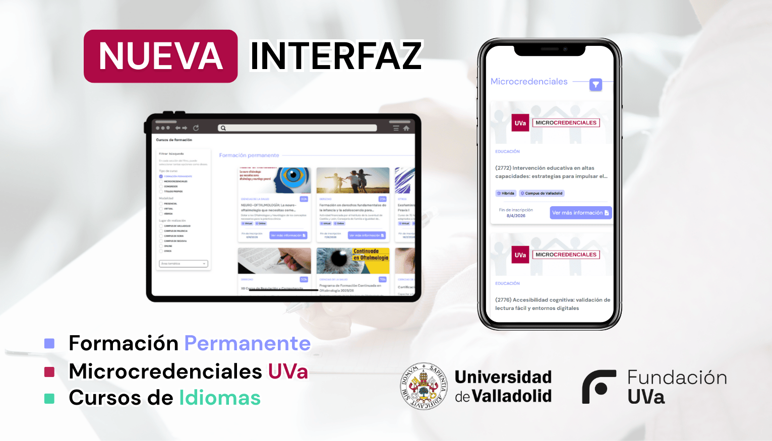 Nueva interfaz Formación Permanente Universidad de Valladolid